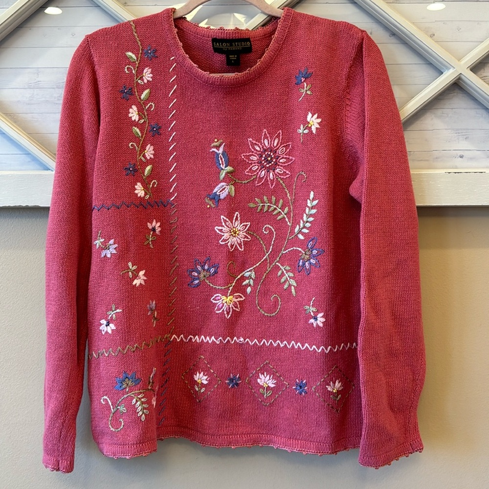 Vintage‎ Salon Studio Haband Lavishly Embroidered Floral Sweater